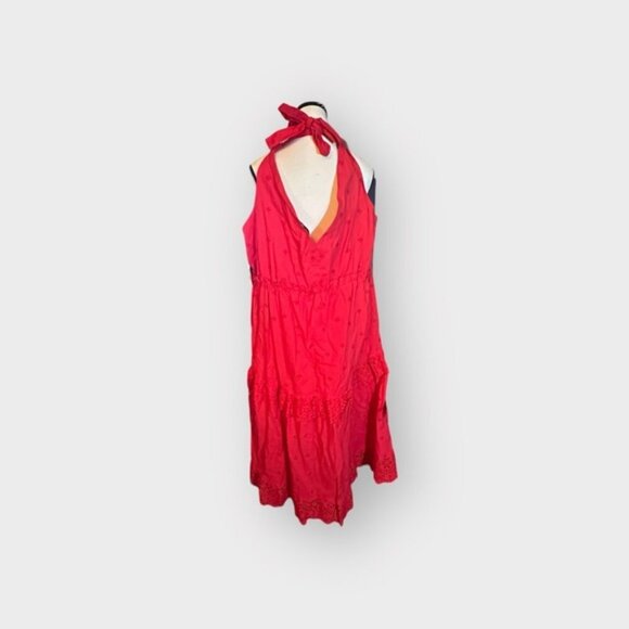🆕 NWT Dex 3XL Dex Tied Strap Eyelet Midi Dress in Fiery Red 22 24 XXXL 3X - Picture 6 of 12